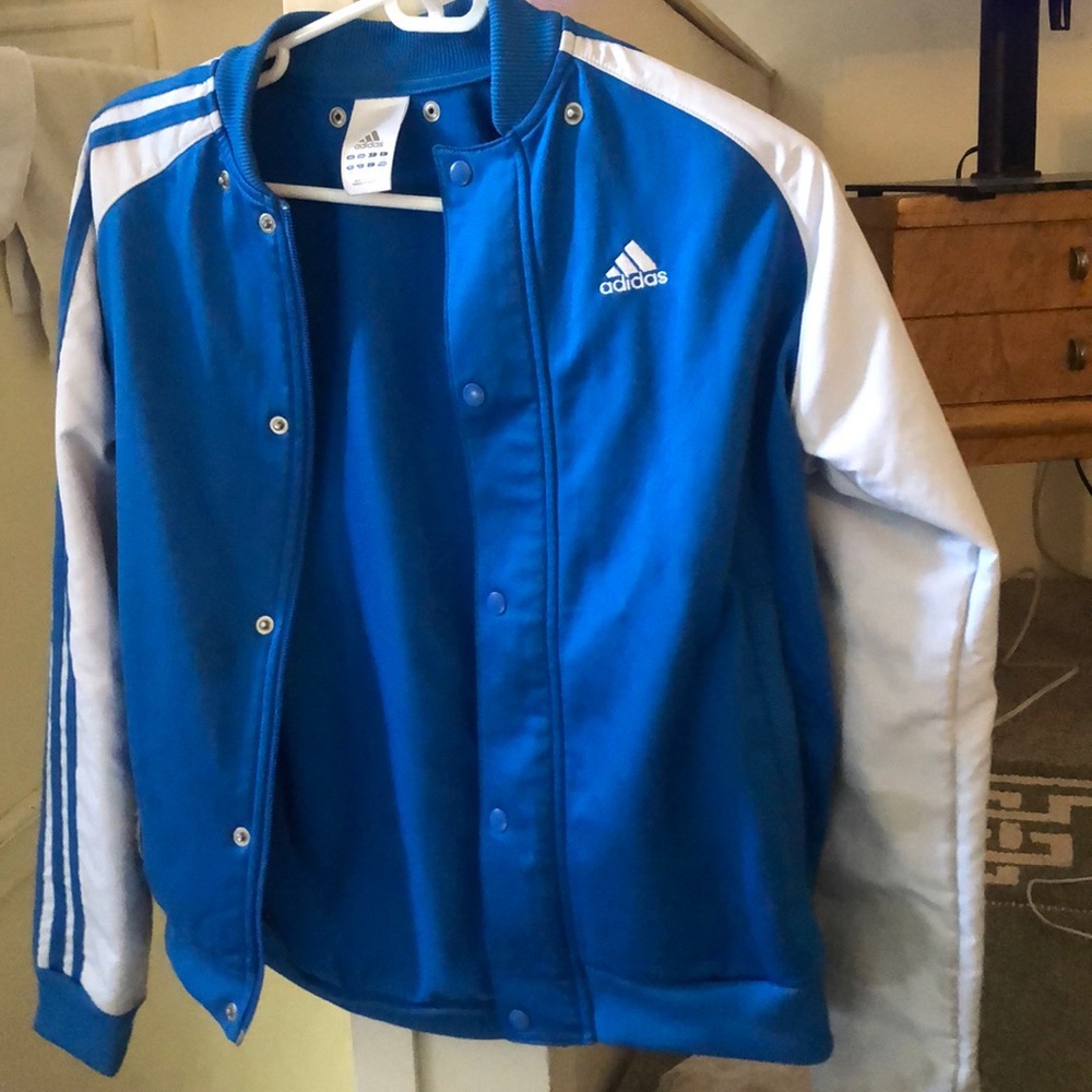 Blue and White Adidas jacket